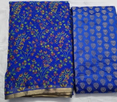 The Fashion Attire Floral Print Bollywood Chiffon Saree(Blue)