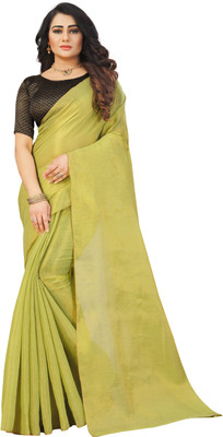 JS Clothing Mart Solid/Plain Banarasi Art Silk Saree(Light Green)