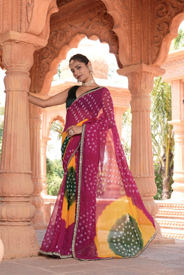 GOVAL VERTY Digital Print Bollywood Georgette Saree(Pink)