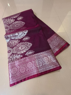 PremiumTextiles Self Design Banarasi Satin Saree(Purple)