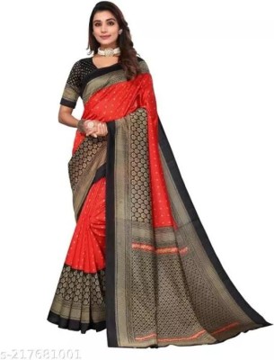 ZENFAB THREADS Printed Bhagalpuri Art Silk Saree(Red)