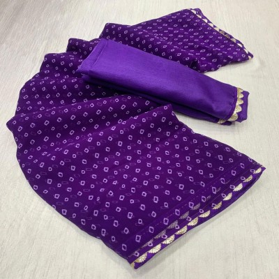 MAHAKALI CLOTHING Printed Bandhani Georgette Saree(Purple)