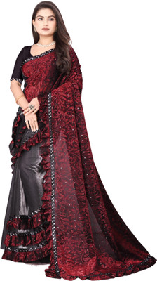EPRIMPEX Self Design Saree with Attached Blouse Lycra Blend Saree(Maroon)