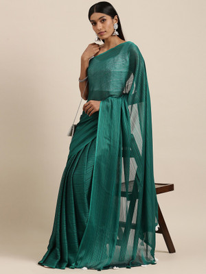 Divastri Solid/Plain Bollywood Georgette Saree(Light Blue)