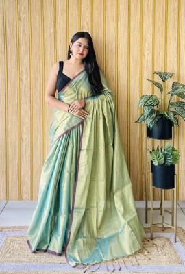 Fabrica Fab Solid/Plain Handloom Tissue Saree(Light Green)