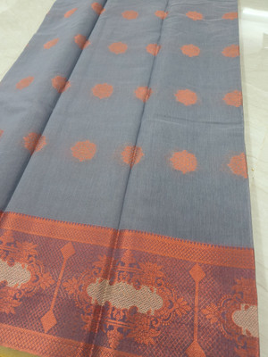 rgsaree Woven Banarasi Cotton Silk Saree(Grey)