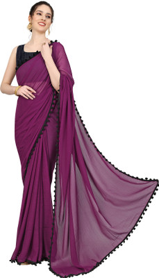 Sidhidata Solid/Plain Daily Wear Chiffon, Georgette Saree(Magenta)