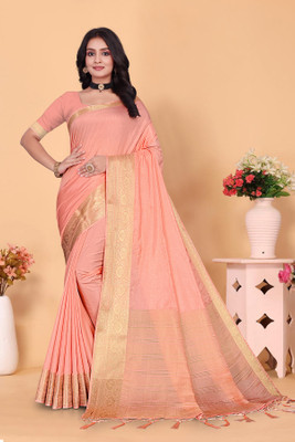 Aarunika BS Solid/Plain Bollywood Pure Silk Saree(Cream)