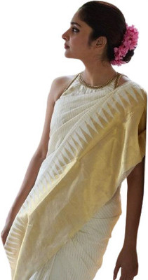 HouseOfCommon Self Design Banarasi Art Silk Saree(White)
