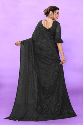 NEXA Self Design Bollywood Net Saree(Black)