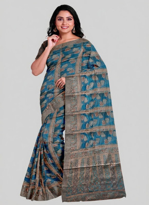 OwnYourFashion Woven Banarasi Organza Saree(Green)