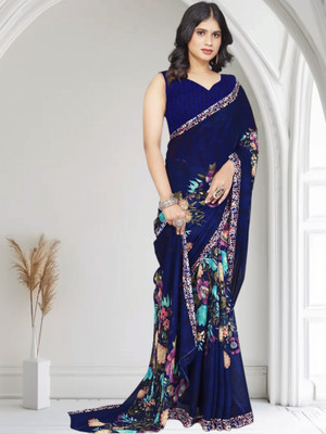 Grubstaker Printed Daily Wear Georgette Saree(Multicolor)