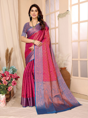 Soor Panchi Woven Banarasi Pure Silk Saree(Pink)