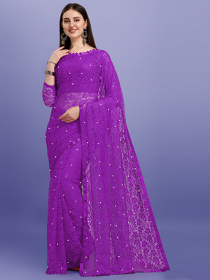 Croza Self Design Bollywood Net Saree(Multicolor)