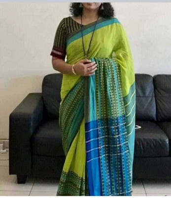 Joyguru Textile Self Design Handloom Pure Cotton Saree(Light Green)