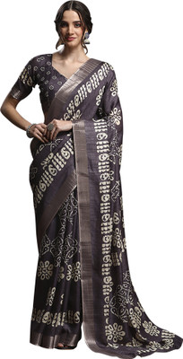 Divastri Printed Madurai Silk Blend Saree(Purple)