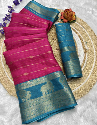 RegalDrapes Woven, Dyed Bollywood Jacquard, Silk Blend Saree(Pink)
