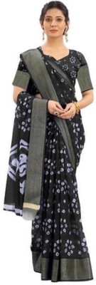 Saadhvi Woven Daily Wear Cotton Blend Saree(Black)