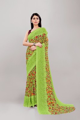 Divastri Printed, Floral Print, Digital Print Bollywood Georgette Saree(Light Green)