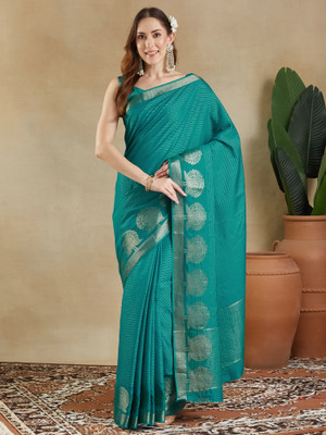 ANOUK Woven Leheria Viscose Rayon Saree(Green)