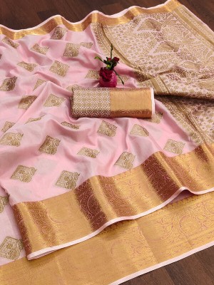 ShopGlobal Woven Banarasi Cotton Silk Saree(Multicolor)