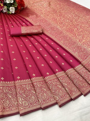 Clothing Hub Self Design Venkatagiri Silk Blend Saree(Pink)