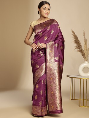 ANOUK Woven Banarasi Art Silk Saree(Purple)