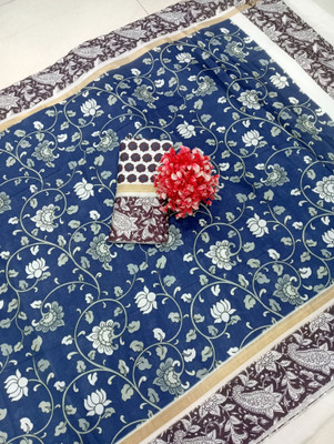 HouseOfCommon Printed Kanjivaram Pure Cotton, Pure Silk Saree(Pack of 2, Dark Blue)