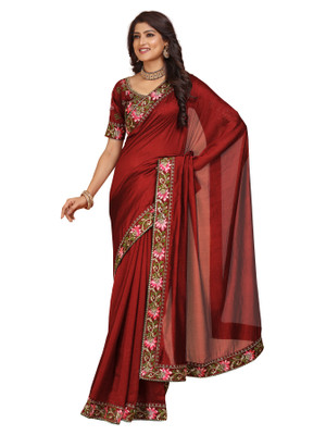 Tejal Creation Self Design Bollywood Art Silk Saree(Maroon)