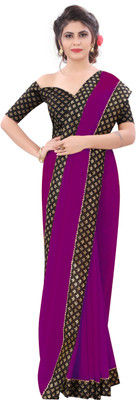 Rashiklal & Co. Printed Bollywood Georgette, Chiffon Saree(Purple)