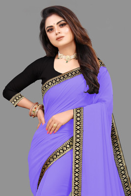 Duggad Creation Solid/Plain Bollywood Georgette Saree(Multicolor)