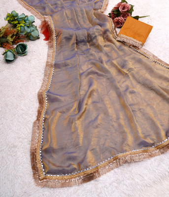 R K Textiles Embellished Daily Wear Chiffon Saree(Gold)