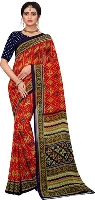 JS Clothing Mart Printed Banarasi Georgette Saree(Multicolor)