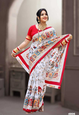 Tareninx Printed Sambalpuri Pure Cotton Saree(Multicolor)