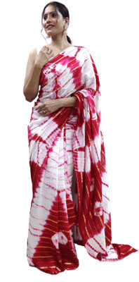 Moda Rapido Dyed Leheria Nylon Saree(Red)