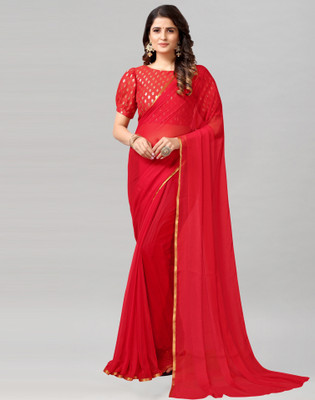 Samah Dyed Bollywood Chiffon Saree(Red)