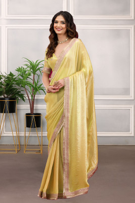 New Pooja Embellished Bollywood Georgette Saree(Yellow)