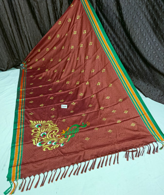 Spewim Woven Ilkal Cotton Blend Saree(Orange)