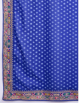 RK Creation Embroidered Bandhani Georgette Saree(Blue)