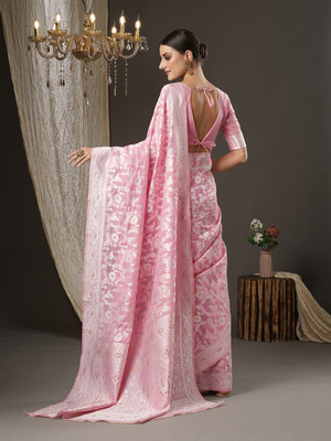 Divastri Woven Kanjivaram Cotton Silk Saree(Pink)
