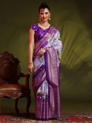 Sita Printed Bollywood Art Silk, Silk Blend Saree(Purple)