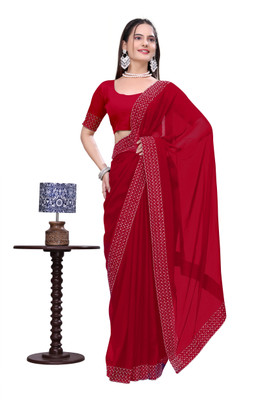 Zeekha Self Design Daily Wear Georgette Saree(Dark Green)