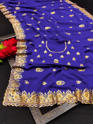 KHRITI FAB Georgette Embroidered Blouse Material