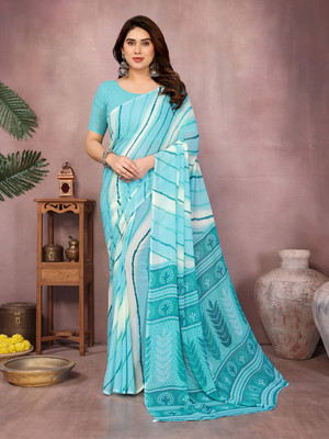 Moda Rapido Printed Daily Wear Georgette Saree(Light Blue)