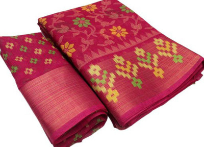 sohank creation Printed, Self Design Chanderi Cotton Blend Saree(Yellow)