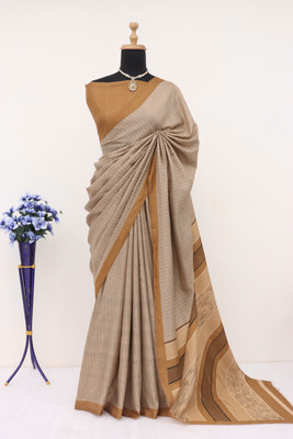 SimSim Trendz Printed Daily Wear Polyester Saree(Mustard)