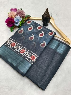 HouseOfCommon Woven Kanjivaram Pure Cotton, Cotton Silk Saree(Dark Blue)