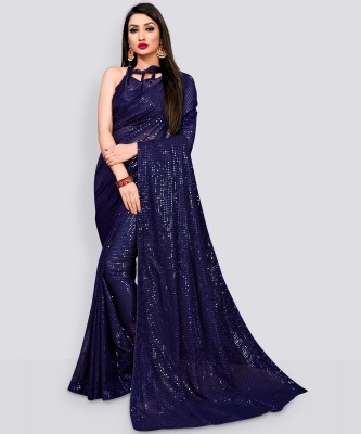 Clemira Embellished Bollywood Georgette Saree(Dark Blue)