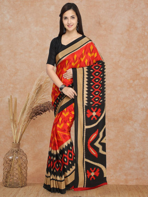 Sangria Embroidered Daily Wear Crepe Saree(Red)