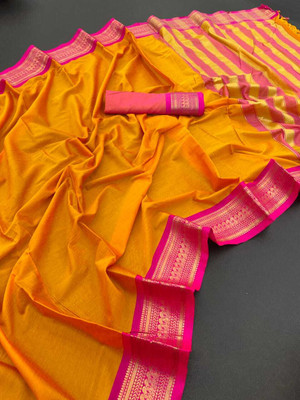 Paithani Self Design Paithani Pure Silk Saree(Yellow)